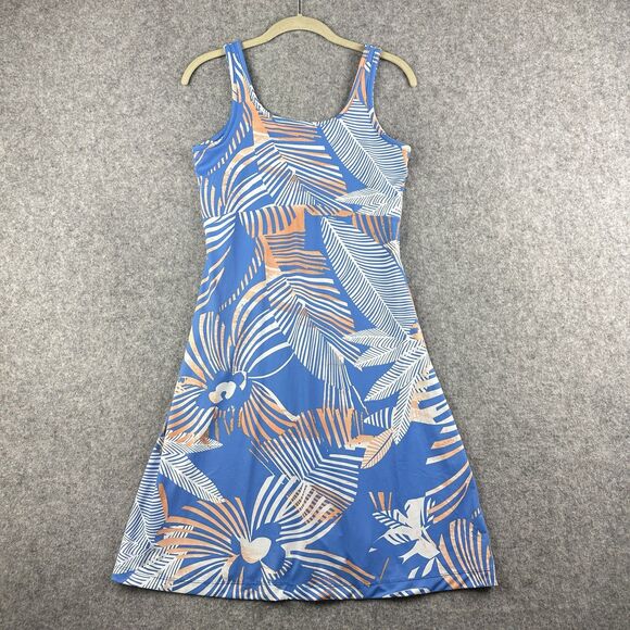 Columbia PFG Frezzer III Tank Dress Womens S Blue Tropical Hawaiian Performance - Picture 1 of 13